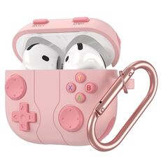Per AirPods 4 Custodia in silicone per auricolari wireless in stile console di gioco (rosa)