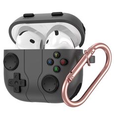 Per AirPods 4 Custodia in silicone per auricolari wireless in stile console di gioco (grigio scuro)