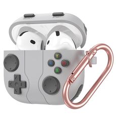 Per AirPods 4 Custodia in silicone per auricolari wireless in stile console di gioco (grigio roccia)
