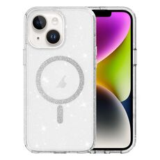 Per iPhone 14 Custodia per telefono MagSafe con polvere glitterata trasparente (trasparente)