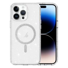 Per iPhone 14 Pro Max Custodia per telefono MagSafe con polvere glitterata trasparente (trasparente)