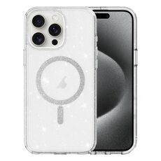 Per iPhone 15 Pro Custodia per telefono MagSafe con polvere glitterata trasparente (trasparente)