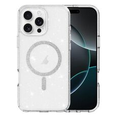 Per iPhone 16 Pro Custodia per telefono MagSafe con polvere glitterata trasparente (trasparente)