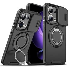 Per OPPO Reno13 5G Custodia per telefono con supporto ad anello scorrevole globale Camshield (nero)