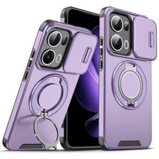 Per OPPO Reno13 Pro 5G Custodia per telefono con supporto ad anello scorrevole globale Camshield (viola)