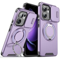 Custodia per telefono con supporto ad anello scorrevole per OPPO Reno13 F 5G (viola)