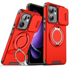 Custodia per telefono con supporto ad anello scorrevole Camshield per OPPO Reno13 F 5G (rosso)