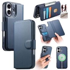 Per iPhone 16 Custodia Neo Finger Grip Strap MagSafe Custodia in pelle per telefono (blu)