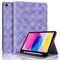Per iPad 2025/2022 Custodia per tablet intelligente in pelle goffrata a rombo (viola)