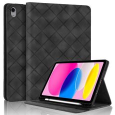Per iPad 2025/2022 Custodia per tablet intelligente in pelle goffrata a rombo (nera)