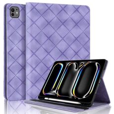 Per iPad Air 13 2025 / 2024 / Pro 12.9 Custodia per tablet intelligente in pelle goffrata a rombo (viola)