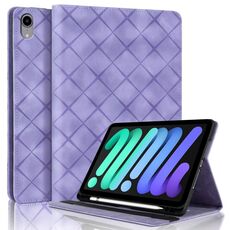 Per iPad mini 6 / mini 2024 Custodia per tablet intelligente in pelle goffrata a rombo (viola)