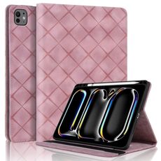 Per iPad Pro 11 2024 Custodia per tablet intelligente in pelle goffrata a rombo (rosa)