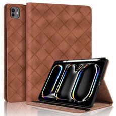 Per iPad Pro 11 2024 Custodia per tablet intelligente in pelle goffrata a rombo (marrone)