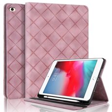 Per iPad mini 5/4/3/2/1 Custodia per tablet intelligente in pelle goffrata a rombo (rosa)