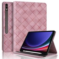Per Samsung Galaxy Tab S10+ / S9 FE+ Custodia per tablet in pelle goffrata a rombo (rosa)
