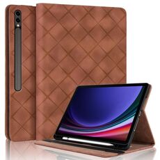 Per Samsung Galaxy Tab S10+ / S9 FE+ Custodia per tablet in pelle goffrata a rombo (marrone)