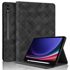 Per Samsung Galaxy Tab S10+ / S9 FE+ Custodia per tablet in pelle goffrata Rhombus (nero)