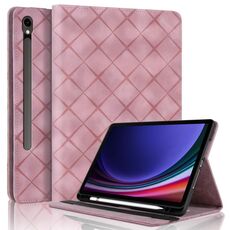 Per Samsung Galaxy Tab S10 / S9 FE Custodia per tablet in pelle goffrata a rombo (rosa)