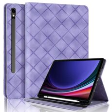 Per Samsung Galaxy Tab S10 / S9 FE Custodia per tablet in pelle goffrata a rombo (viola)