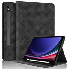 Per Samsung Galaxy Tab S10 / S9 FE Custodia per tablet in pelle goffrata a rombo (nero)