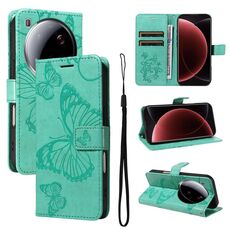 Per Xiaomi 15 Ultra 5G Global 3D Butterfly Embossed Pattern Flip Custodia in pelle per telefono (verde)