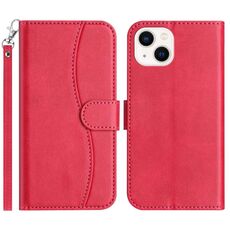 Per iPhone 15 Plus Custodia in pelle a forma di S a doppia piega (rosso rosa)