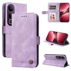 Per vivo V50 Lite 4G / 5G Custodia in pelle con bottoni in metallo Life Tree (viola)