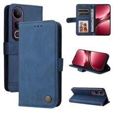 Per vivo V50 Lite 4G / 5G Custodia in pelle con bottoni in metallo Life Tree Skin Feel (blu)