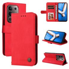 Per vivo Y29 4G Custodia in pelle con bottoni in metallo Life Tree Skin Feel (rosso)