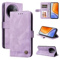 Per vivo Y39 5G / Y300i Custodia in pelle con bottoni in metallo Life Tree Skin Feel (viola)