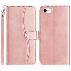Per iPhone 7/8/SE 2022 Custodia per telefono in pelle a forma di S con doppia piegatura (oro rosa)