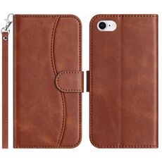 Per iPhone 7/8/SE 2022 Custodia per telefono in pelle a forma di S a doppia piega (caffè)