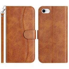 Per iPhone 7/8/SE 2022 Custodia per telefono in pelle a forma di S con doppia piegatura (marrone)