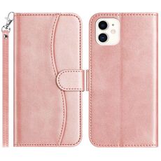 Per iPhone 11 Custodia in pelle a forma di S con doppia piegatura (oro rosa)