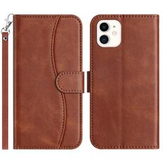 Per iPhone 11 Custodia in pelle a forma di S a doppia piega (caffè)