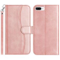 Per iPhone 7 Plus / 8 Plus Custodia in pelle a forma di S con doppia piegatura (oro rosa)