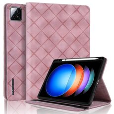 Per Xiaomi Pad 6S Pro 12.4 Custodia in pelle goffrata a rombo per tablet (rosa)