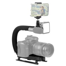 PULUZ U/C Forma portatile portatile Kit stabilizzatore di staffa DV con ginnastica Tripode a scarpa fredda e morsetto telefonico e fibbia rapida e vite a rilascio rapido per tutte le fotocamere SLR e la fotocamera DV Home