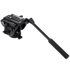 PULUZ Heavy Duty Video Camera Tripod Action Fluid Drag Head con piastra scorrevole per fotocamere DSLR e SLR, di grandi dimensioni (nero)
