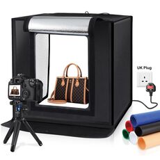 Pulluz 40cm Pieghevole Pieghevole Portable 24 W 5500K Bianco Light Dimmable Photo Lighting Studio Studio Tenda Tenda Kit con 6 colori (nero, arancione, bianco, rosso, verde, blu) Fondali (tappo britannico)