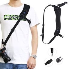 Cinghia per fotocamera curva traspirante in nylon a sgancio rapido antiscivolo PULUZ con gancio in metallo per fotocamere SLR / DSLR