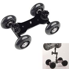 DEBO Macchina fotografica di prima generazione per camion / tavolo da pavimento Slider video Traccia Dolly Car per fotocamera DSLR / videocamere (nero)