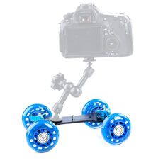 DEBO Macchina fotografica di prima generazione per camion / tavolo da pavimento Slider video Traccia Dolly Car per fotocamera DSLR / videocamere (blu)