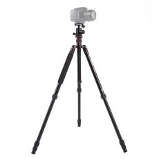 Triopo MT-2504C Treppiede in alluminio portatile regolabile (oro) con testa a sfera NB-1S (nera) per fotocamera DSLR Canon Nikon Sony