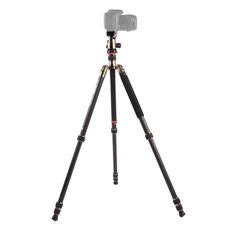 Triopo GT-2504X8.C Treppiede portatile regolabile in fibra di carbonio (oro) con testa a sfera in alluminio B-1 (nero) per fotocamera DSLR Canon Nikon Sony