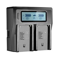 Caricabatteria digitale con display LCD a doppio canale con porta USB per batteria Sony BP-U30 / U60 / U90, compatibile con Sony EX260 / EX280 / FS7
