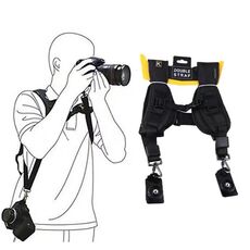 Tracolla doppia rapida sicura e veloce per 2 fotocamere DSLR (QS-B 1/4 (nero)