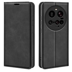 Custodia in pelle con ventosa magnetica per Xiaomi 15 Ultra Retro-skin (nera)