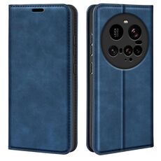 Custodia in pelle con ventosa magnetica per Xiaomi 15 Ultra Retro-skin (blu scuro)
